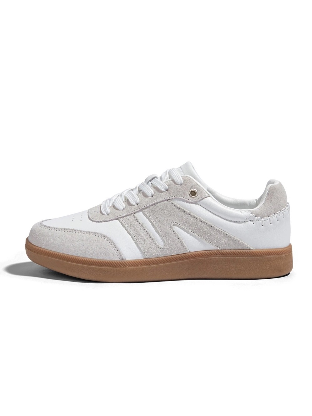 Unisex White on White Low-Top Sneakers with Gum Sole sz 8 Lucky Step